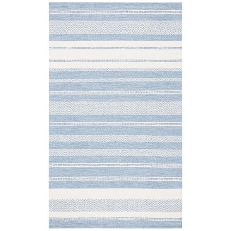 Safavieh 7 x 7 ft. Striped Kilim Contemporary Square Hand Woven Rug Ivory & Blue STK503A-7SQ
